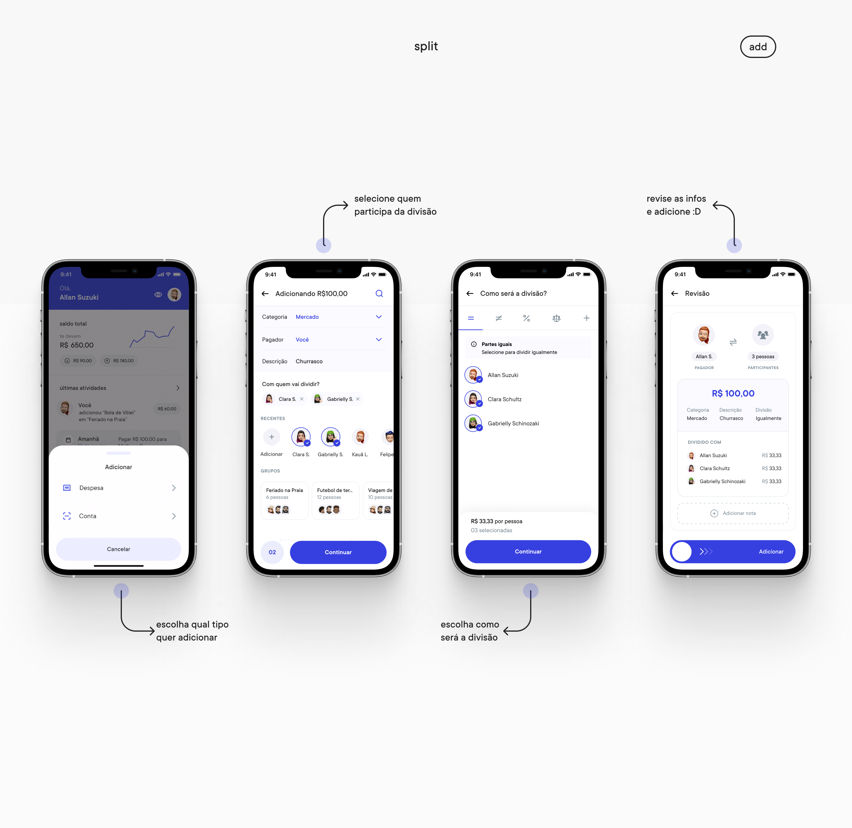 Passos para adicionar despesa